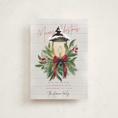 This is a poinsettia christmas postcards with standard by Ana Sharpe called brightest wishes printing on signature in postcard
