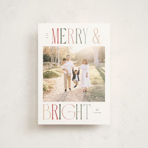 This is a snow christmas postcards with standard by Pixel and Hank called merry and bright printing on signature in postcard