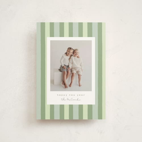 This is a sage christmas postcards with standard by Sara Hicks Malone called christmas stripe printing on signature in postcard