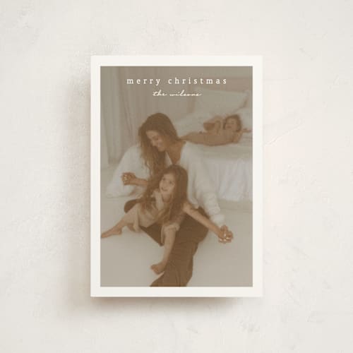 This is a snow christmas postcards with standard by Stacey Meacham called simplest border printing on signature in postcard