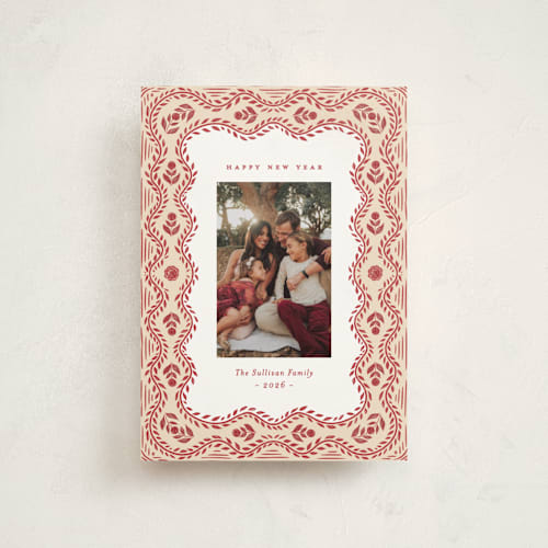 This is a peppermint christmas postcards with standard by Julie Murray called cottage scallop printing on signature in postcard