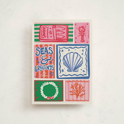 This is a cerulean christmas postcards with standard by Jenna Holcomb called seas printing on signature in postcard