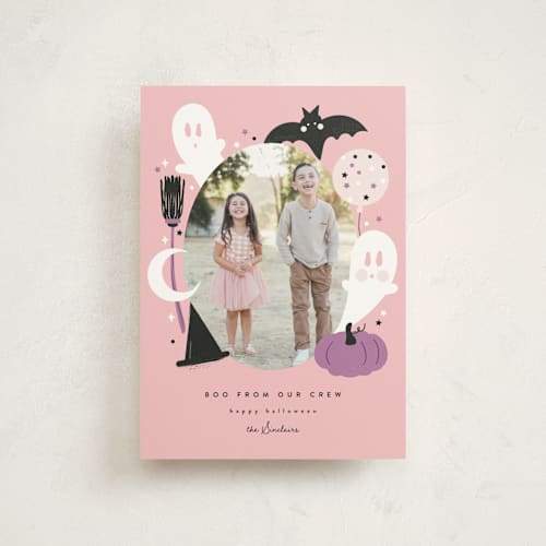 This is a candy halloween party invitations cards by Corinne Malesic called little boo printing on signature in postcard