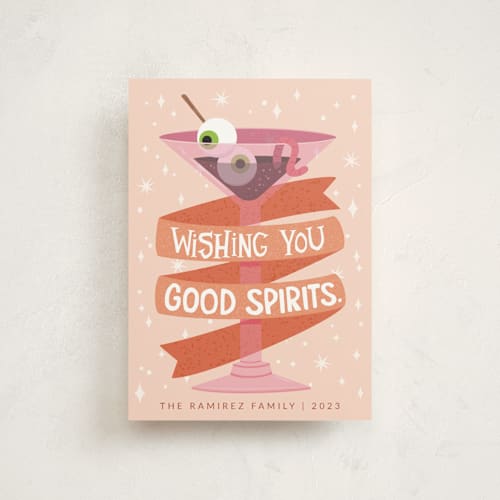 This is a peach halloween party invitations cards with standard by Jenny Alvarado called wishing you good spirits | halloween printing on signature in postcard