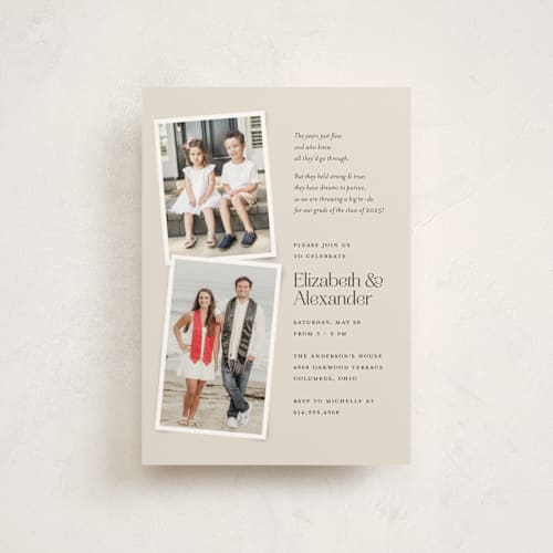 This is a ivory graduation invitations with standard by Heather Schertzer called big to-do printing on signature in petite