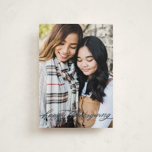 This is a blueberry pie thanksgiving cards invitations with standard by Wildfield Paper Co called thanksgiving flourish printing on signature in postcard