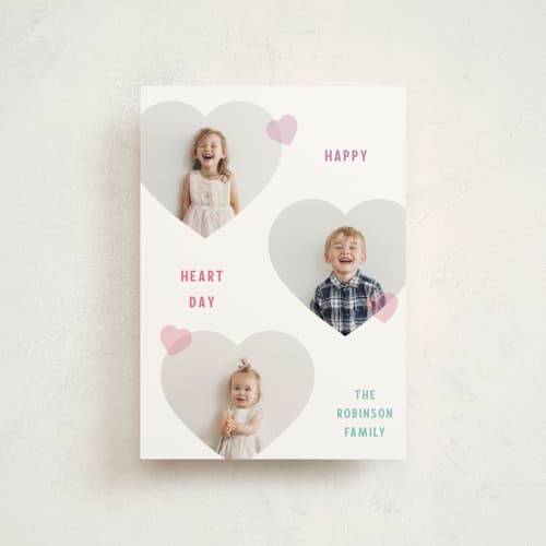 This is a rainbow valentine postcards with standard by Kelly Watkins called triple hearts printing on signature in postcard