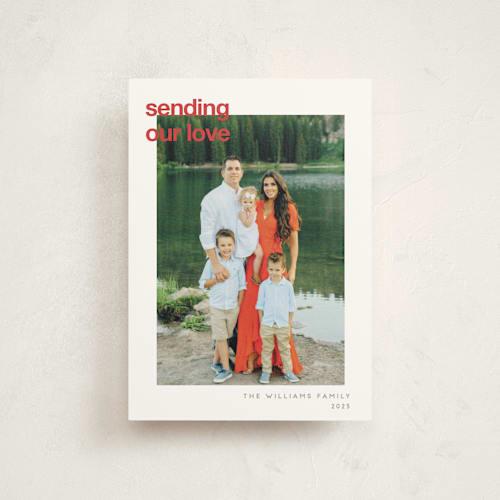 This is a berry valentine postcards with standard by JoAnn Jinks called minimal mod printing on signature in postcard