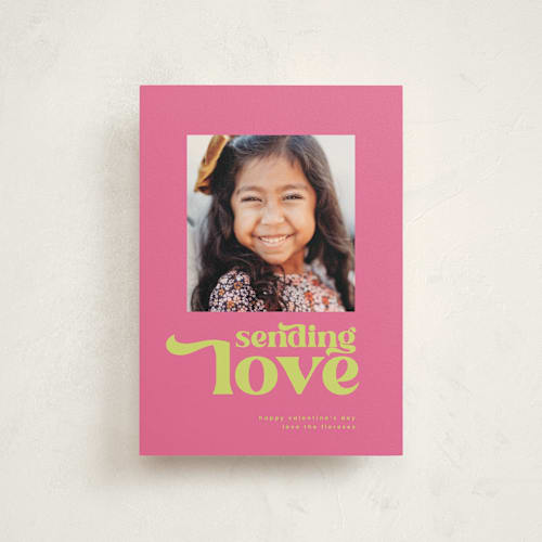 This is a bubblegum valentine postcards with standard by Lori Wemple called bright love printing on signature in postcard