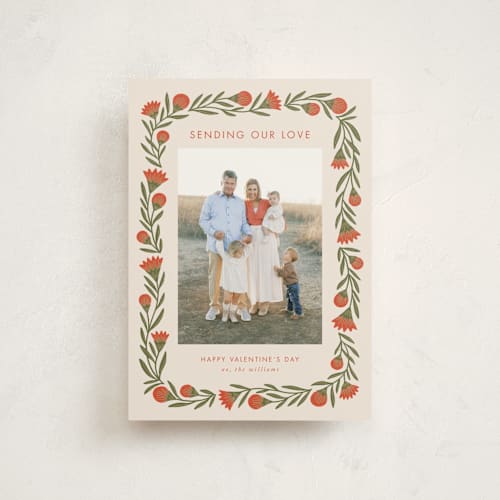 This is a apricot valentine postcards with standard by Jen Owens called vday wrap printing on signature in postcard