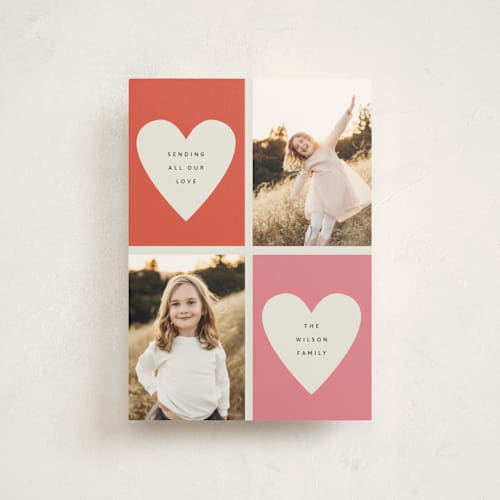 This is a strawberry valentine postcards with standard by Kelly Watkins called double hearts printing on signature in postcard