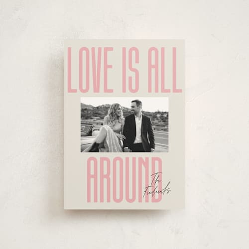 This is a petal valentine postcards with standard by Jackie Crawford called love is all around printing on signature in postcard