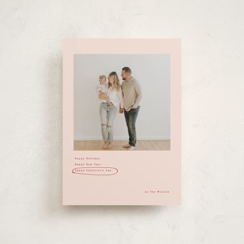 This is a blush valentine postcards with standard by Baumbirdy called always happy printing on signature in postcard