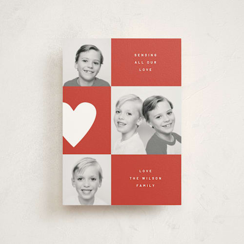 This is a cherry valentine postcards with standard by Kelly Watkins called modern grid printing on signature in postcard