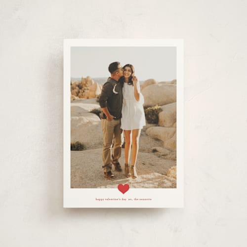 This is a strawberry valentine postcards with standard by Stacey Meacham called minimal heart printing on signature in postcard