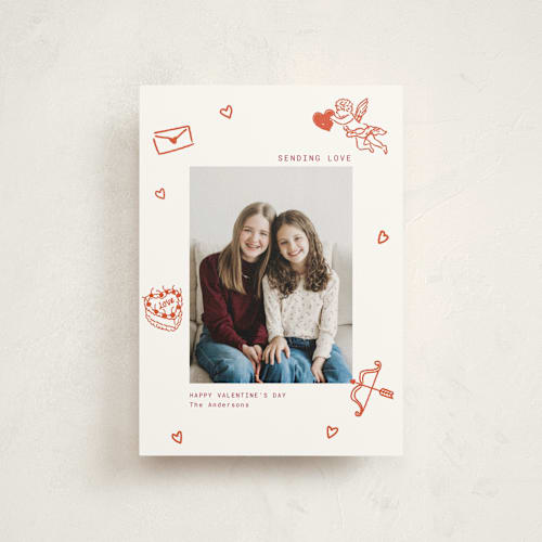 This is a cherry valentine postcards with standard by Cass Loh called doodle frame printing on signature in postcard