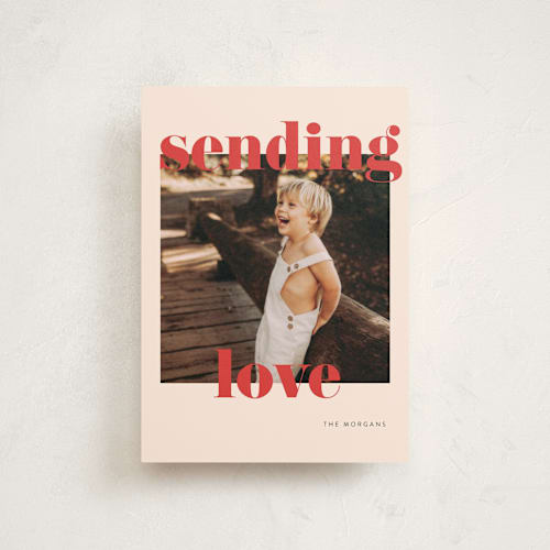 This is a tomato valentine postcards with standard by Angela Thompson called joyful & bright printing on signature in postcard