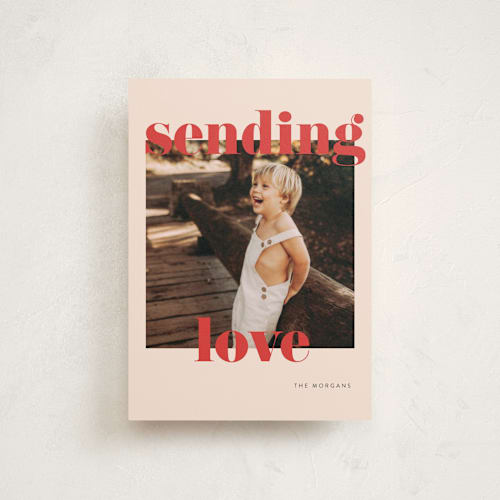 This is a tomato valentine postcards with standard by Angela Thompson called joyful & bright printing on signature in postcard