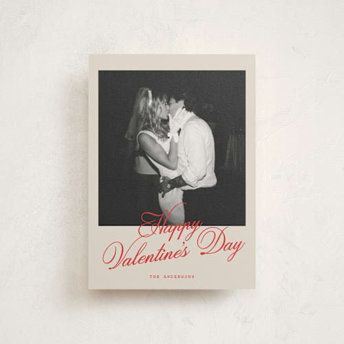 This is a linen valentine postcards with standard by Cass Loh called forever captured printing on signature in postcard