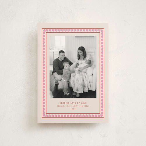 This is a strawberry valentine postcards with standard by Megan Davis called hygge printing on signature in postcard