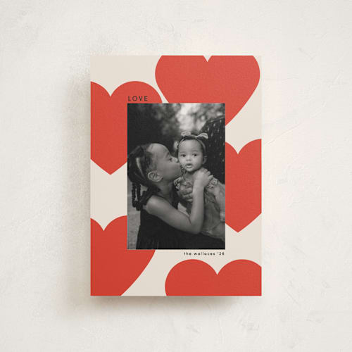 This is a cherry valentine postcards with standard by Morgan Kendall called floating hearts printing on signature in postcard