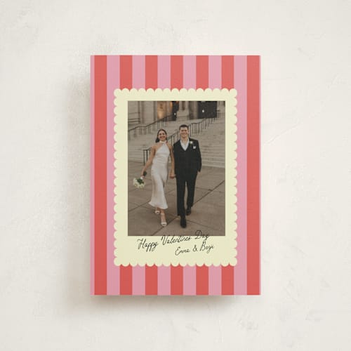 This is a raspberry valentine postcards with standard by Helena Vitto called nice stripes printing on signature in postcard