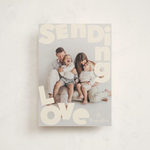 This is a cream valentine postcards with standard by Baumbirdy called big type printing on signature in postcard