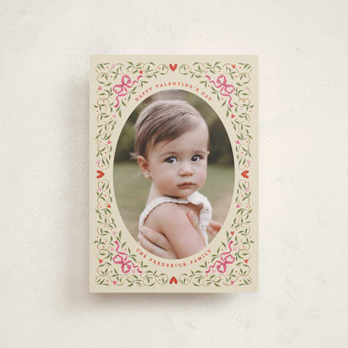 This is a latte valentine postcards with standard by Jackie Crawford called corner bow frame printing on signature in postcard