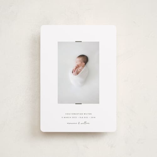 This is a forest petite birth announcements with standard by Blustery August called cole printing on recycled smooth signature in petite