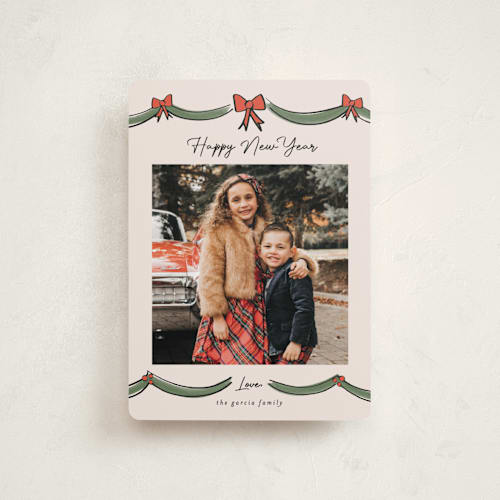 This is a cider petite holiday cards with standard by Ashley Iwafuchi called merry mantle printing on recycled smooth signature in petite