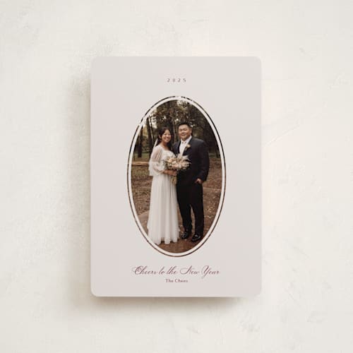 This is a ash petite holiday cards with standard by Ani Somi called vignette printing on recycled smooth signature in petite