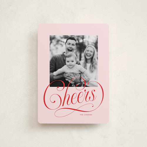 This is a blush petite holiday cards with standard by Stacey Day called joyful beauty printing on recycled smooth signature in petite