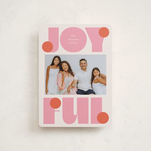 This is a candied grapefruit petite holiday cards with standard by Lori Wemple called pop joy printing on recycled smooth signature in petite