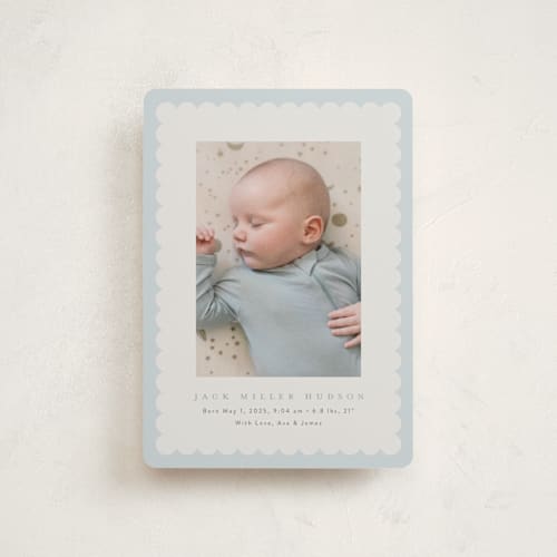This is a sky petite birth announcements with standard by Nicoletta Savod called charmed printing on signature in petite