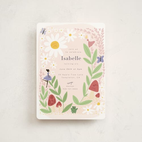 This is a rose petite kids birthday invitations with standard by Hudson meet Rose called fairies printing on signature in petite