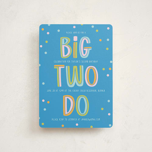This is a pool petite kids birthday invitations with standard by Jenna Holcomb called two do printing on signature in petite
