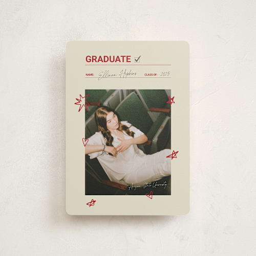 This is a parchment graduation announcements with standard by Zove Ahhh called checklist complete printing on signature in petite