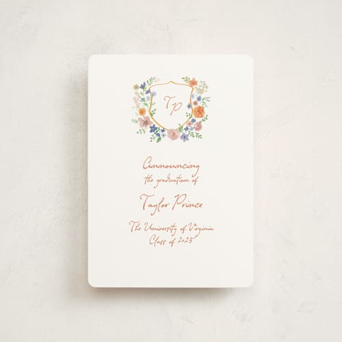 This is a hoos graduation announcements with standard by Cass Loh called wildflowers crest printing on signature in petite