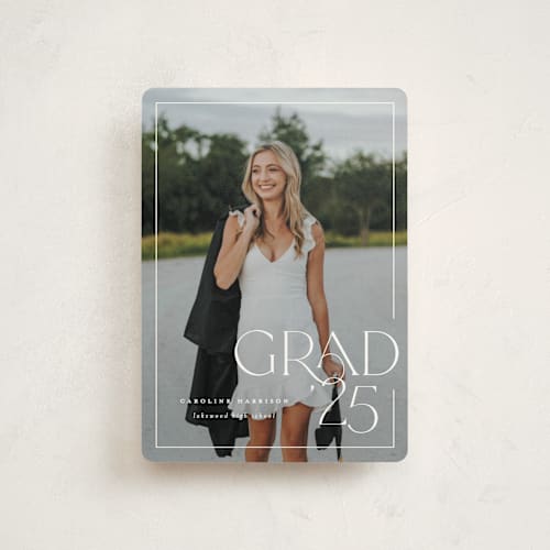 This is a snow graduation announcements with standard by Lauren Chism called broken border printing on signature in petite