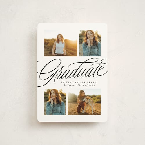 This is a newspaper graduation announcements with standard by Lea Delaveris called classic quad printing on signature in petite