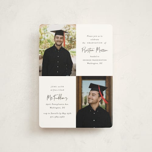 This is a fudge graduation invitations with standard by Mansi Verma called mod duo printing on signature in petite