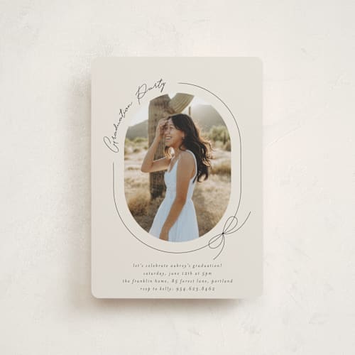 This is a latte graduation invitations with standard by Blustery August called etna printing on signature in petite