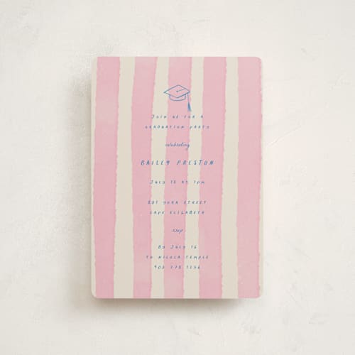 This is a cherry blossom graduation invitations with standard by Jessica Yeo called daydreams and doodles printing on signature in petite