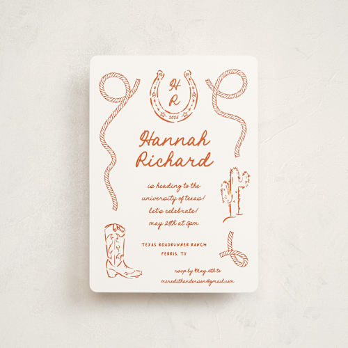 This is a bronco graduation invitations with standard by Claudia Orengo called western printing on signature in petite