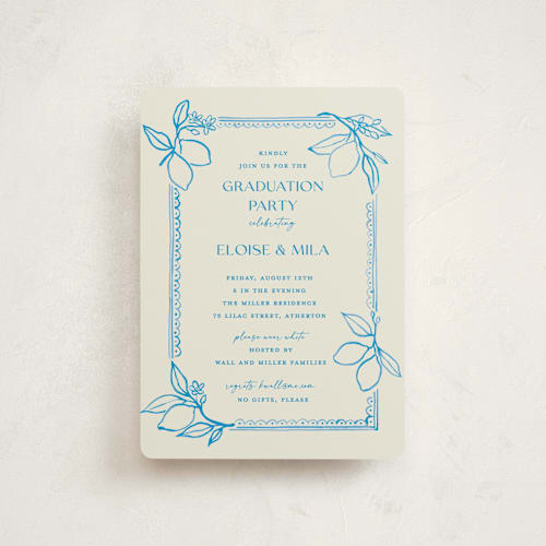 This is a ocean graduation invitations with standard by Pati Cascino called mediterraneo printing on signature in petite