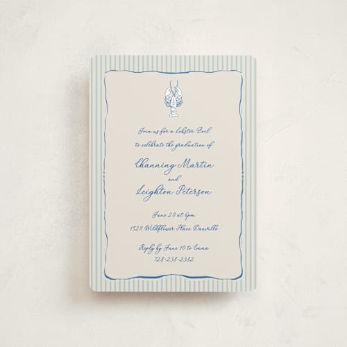 This is a marine graduation invitations with standard by Lucrecia Caporale called easide serenade printing on signature in petite