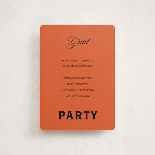 This is a amaro graduation invitations with standard by Claire called bold and demure printing on signature in petite