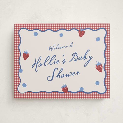 This is a barn baby shower decorations with standard by Kelly Watkins called so berry sweet printing on premium sign board in 11x14