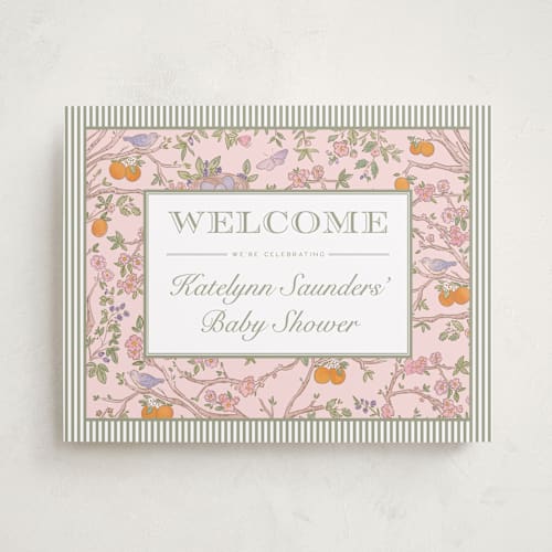 This is a petal baby shower decorations with standard by Jenna Holcomb called bird and bough printing on premium sign board in 11x14