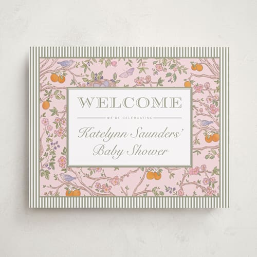 This is a petal baby shower decorations with standard by Jenna Holcomb called bird and bough printing on premium sign board in 16x20